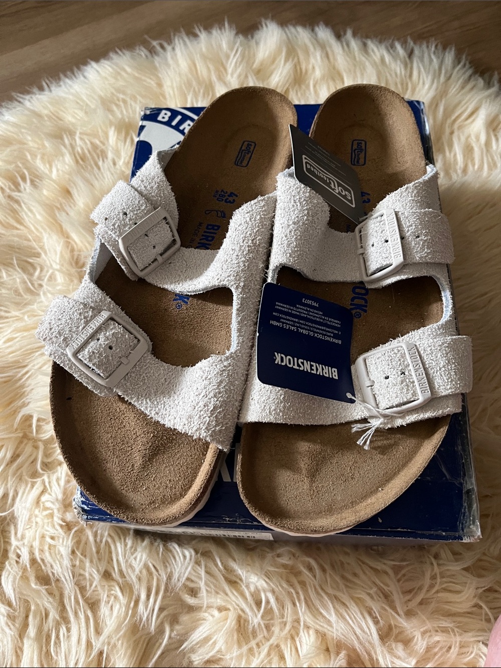Birkenstock White Suede Double Strap Arizona Sandals